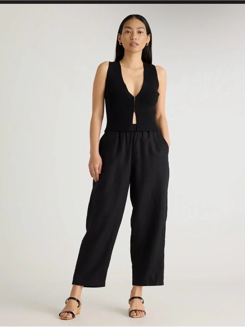 Quince European Linen Pants Wide Leg - Black- Medium- NWOT